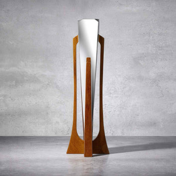Nambe Tribute Bud Vase | Luxury Alloy & Acacia Wood Bud Vase Nambé- Crystal House