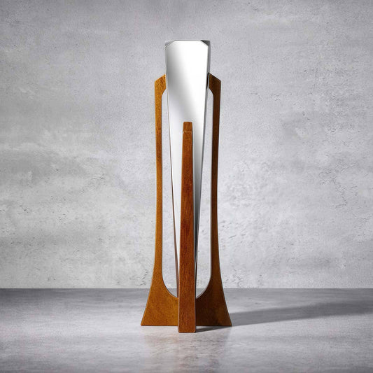 Nambe Tribute Bud Vase | Luxury Alloy & Acacia Wood Bud Vase Nambé- Crystal House