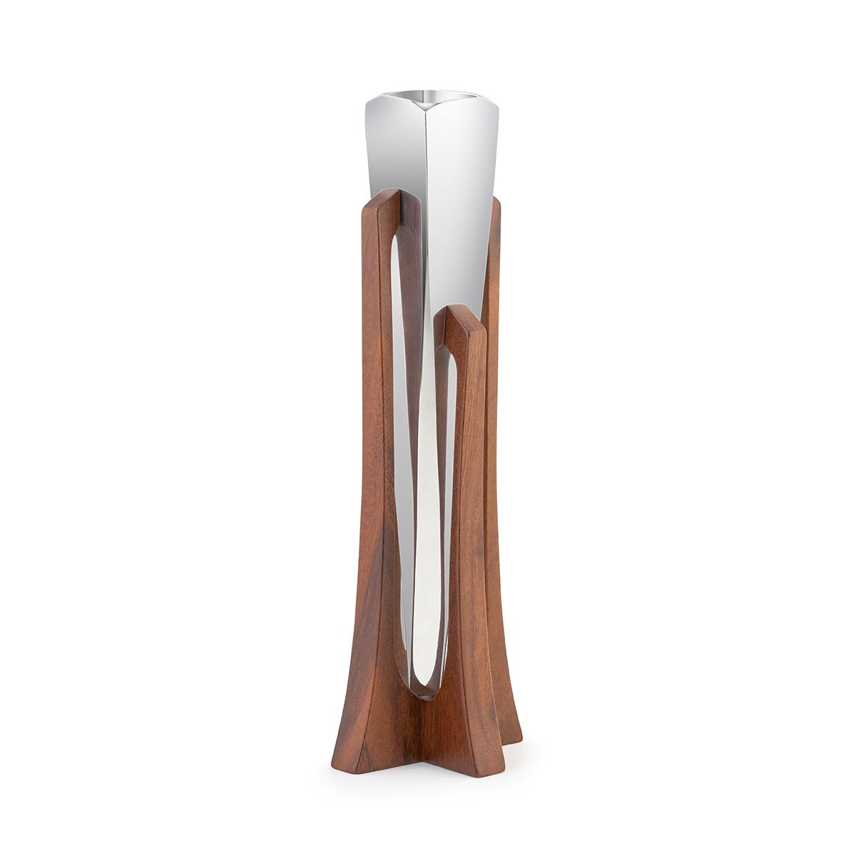 Nambe Tribute Bud Vase | Luxury Alloy & Acacia Wood Bud Vase Nambé- Crystal House
