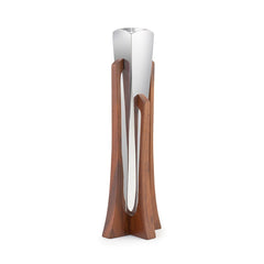 Nambe Tribute Bud Vase | Luxury Alloy & Acacia Wood Bud Vase Nambé- Crystal House