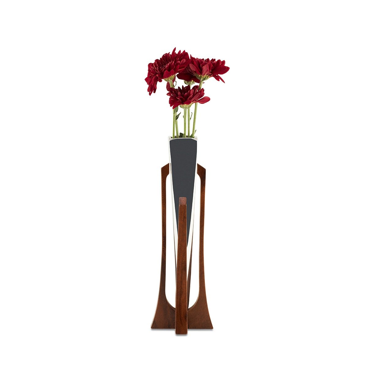 Nambe Tribute Bud Vase | Luxury Alloy & Acacia Wood Bud Vase Nambé- Crystal House
