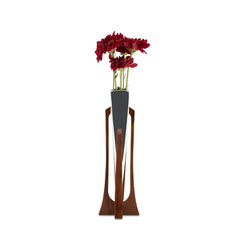 Nambe Tribute Bud Vase | Luxury Alloy & Acacia Wood Bud Vase Nambé- Crystal House