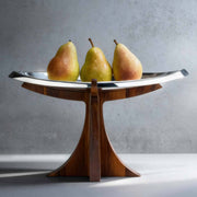 Nambé Tribute Compote – Alloy & Acacia Wood Designer Serving Bowl Nambé- Crystal House