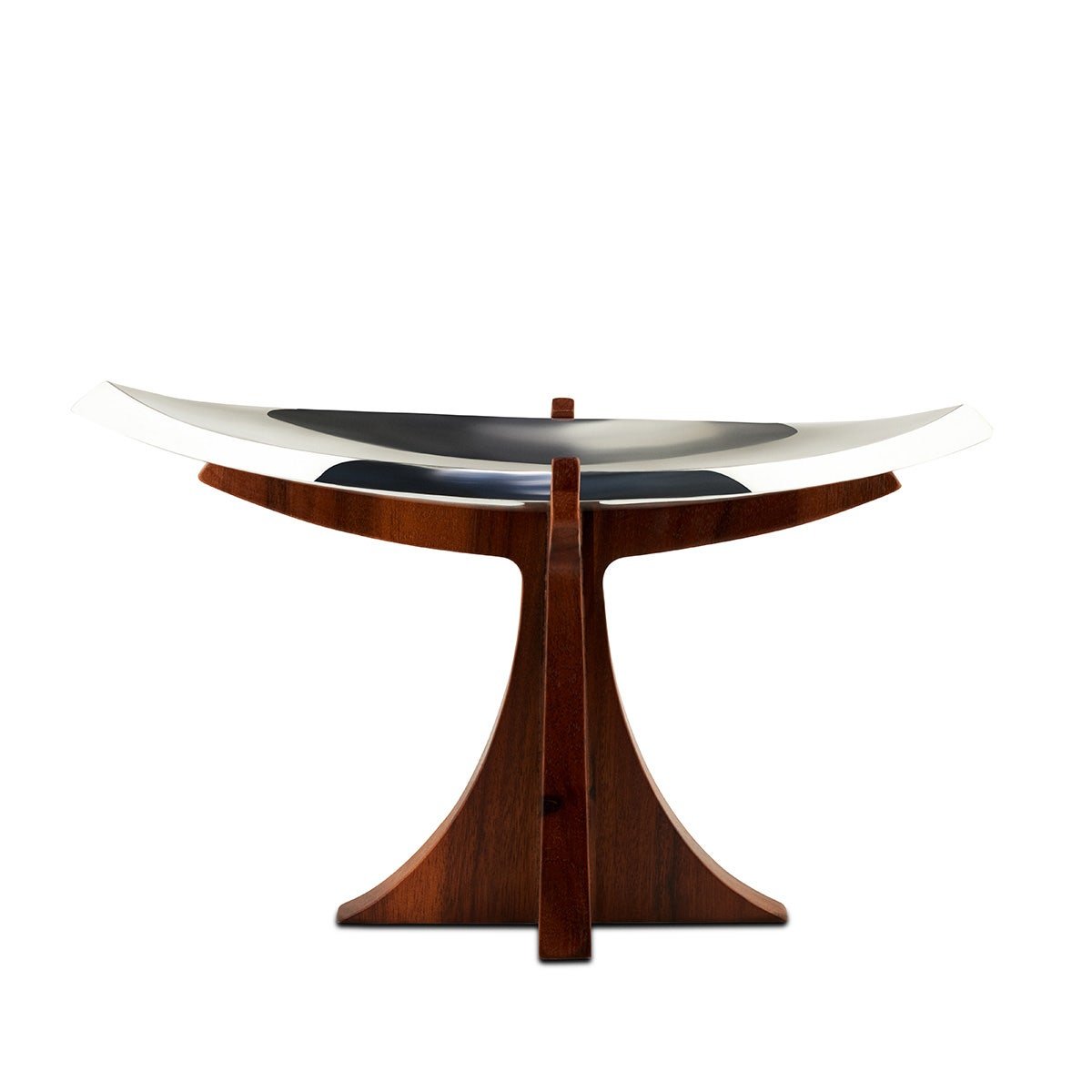 Nambé Tribute Compote – Alloy & Acacia Wood Designer Serving Bowl Nambé- Crystal House