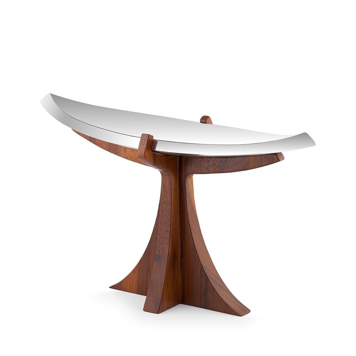 Nambé Tribute Compote – Alloy & Acacia Wood Designer Serving Bowl Nambé- Crystal House