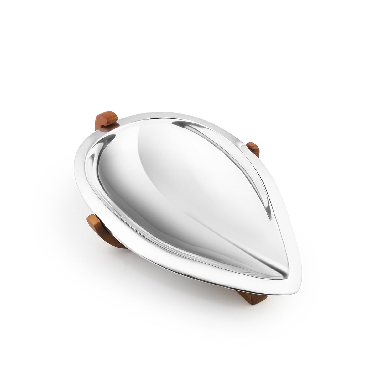 Nambe Tribute Fruit Bowl – Alloy & Acacia Wood Designer Serving Bowl Nambé- Crystal House