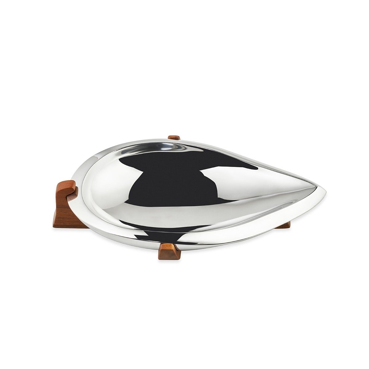 Nambe Tribute Fruit Bowl – Alloy & Acacia Wood Designer Serving Bowl Nambé- Crystal House