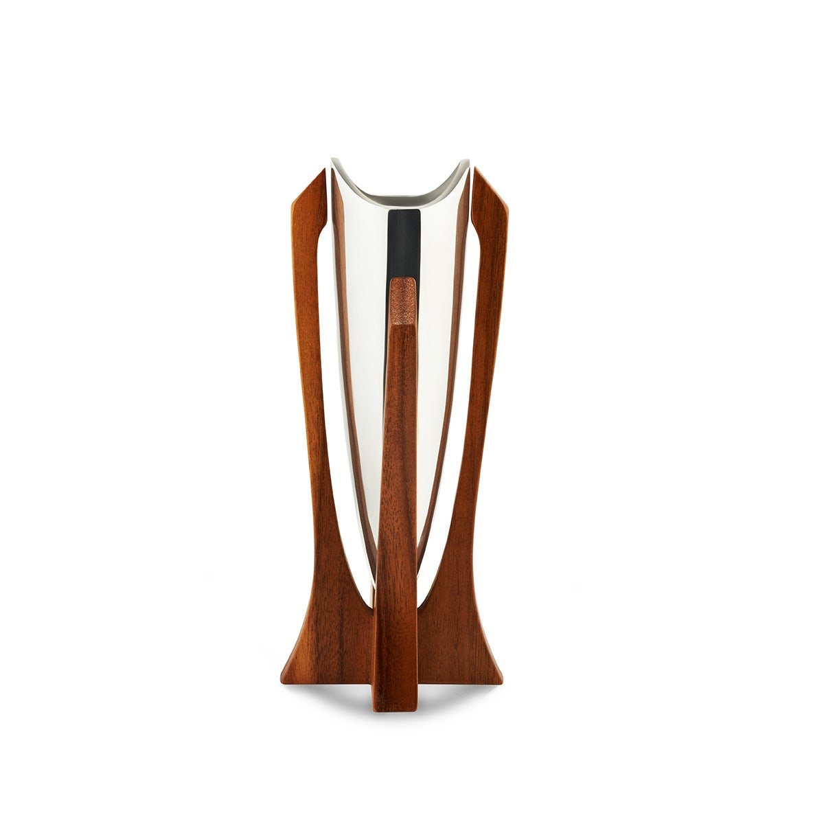 Nambé Tribute Vase – Alloy & Acacia Wood Designer Flower Vase Nambé- Crystal House