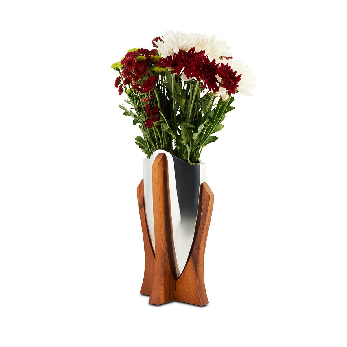 Nambé Tribute Vase – Alloy & Acacia Wood Designer Flower Vase Nambé- Crystal House