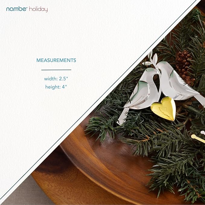 Nambé Twelve Days of Christmas: Two Turtle Doves Ornament – Custom Engraved Luxury Holiday Wedding Gift & Keepsake Nambé - Crystal House