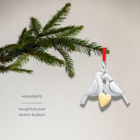 Nambé Twelve Days of Christmas: Two Turtle Doves Ornament – Custom Engraved Luxury Holiday Wedding Gift & Keepsake Nambé - Crystal House