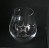 US Army star logo sand carved on stemless wine glass