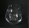 "Be all you can be" US Army  slogan engraved on stemless wine