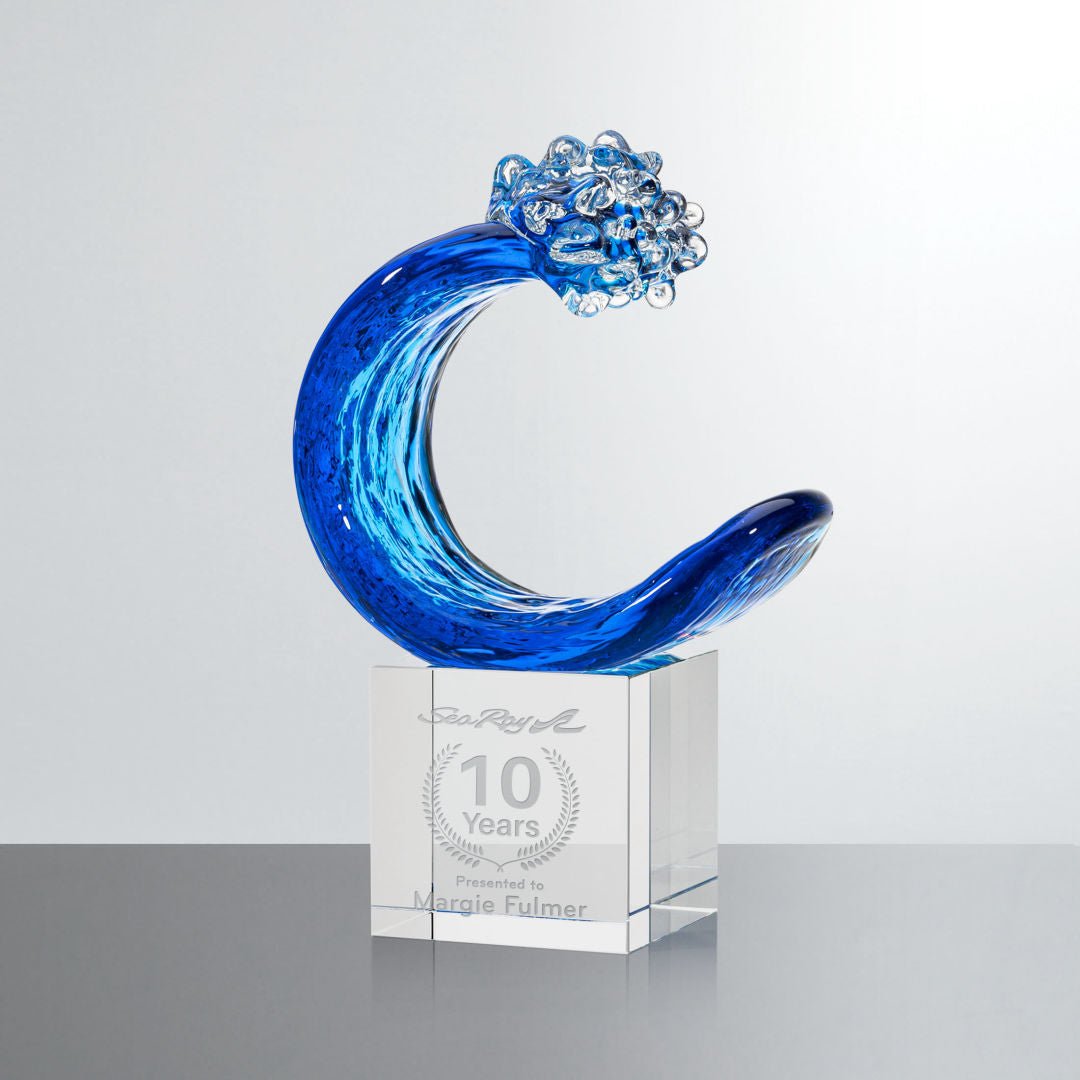 Oceana Art Glass Award – Luxury Wave Trophy crystal edge - Crystal House