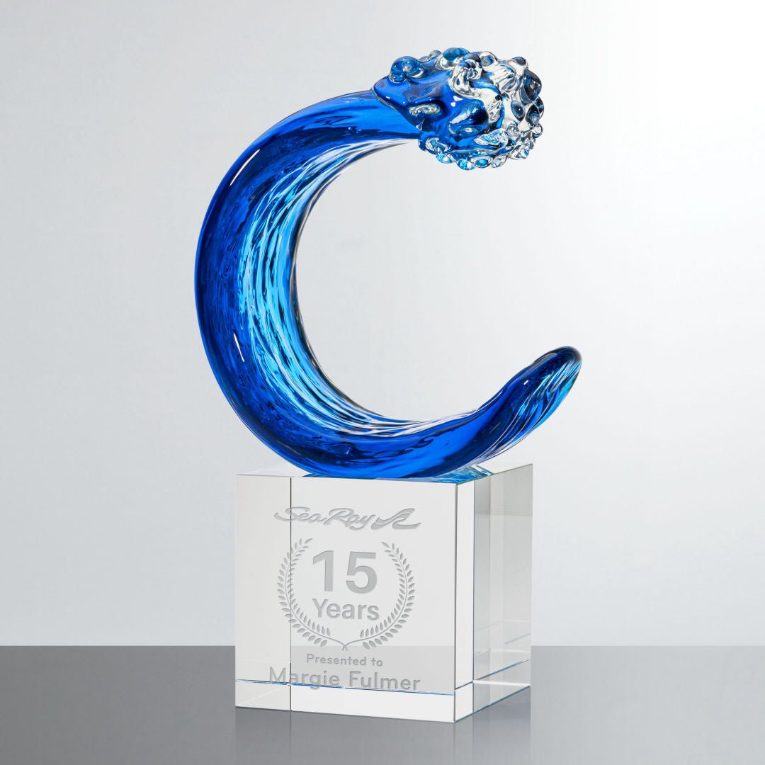 Oceana Art Glass Award – Luxury Wave Trophy crystal edge - Crystal House