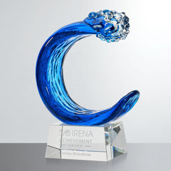 Oceana Art Glass Award – Luxury Wave Trophy crystal edge - Crystal House