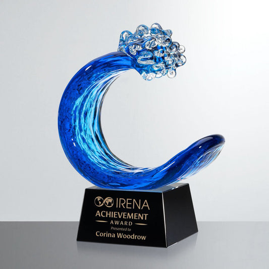 Oceana Art Glass Award – Luxury Wave Trophy crystal edge - Crystal House