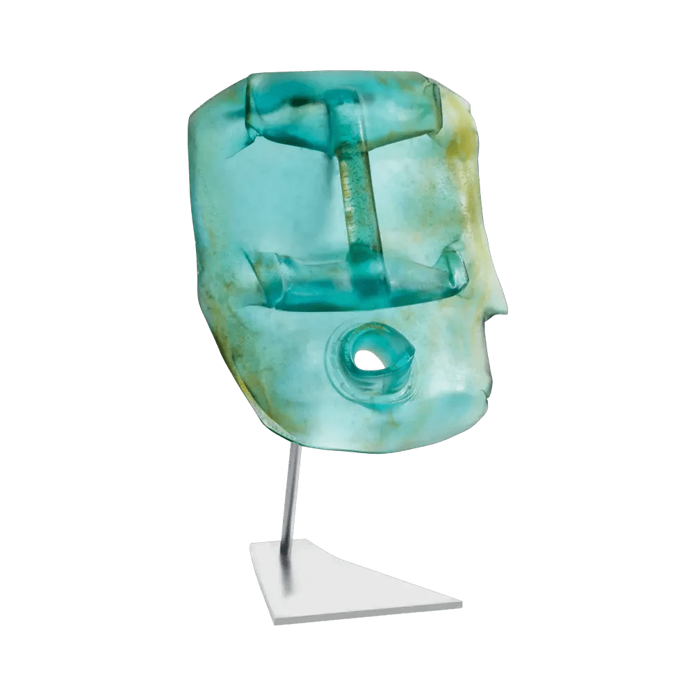 Oil Head in Blue by Romuald Hazoumé 175 ex Daum