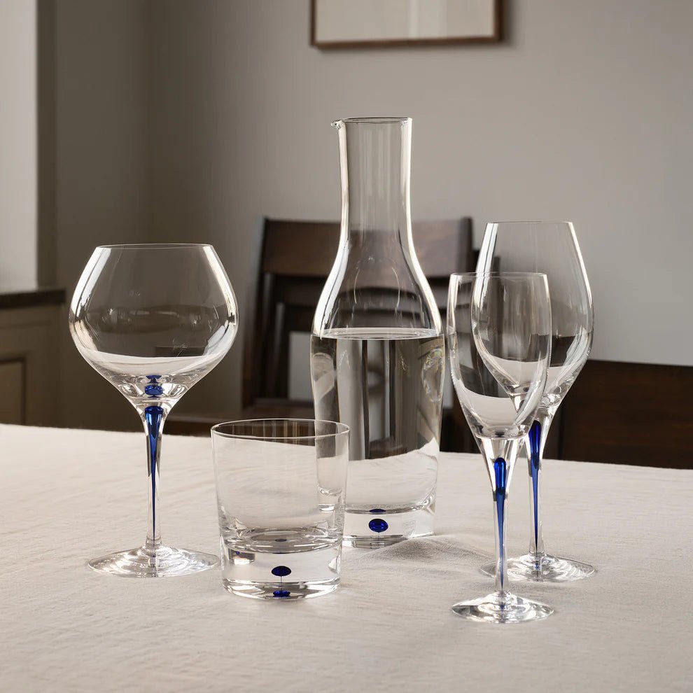 Orrefors Intermezzo Blue Bouquet Wine Glass Set of 2 – Luxury Crystal Gifts Orrefors - Crystal House
