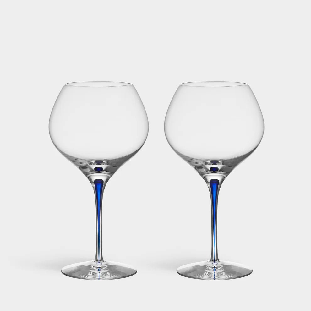 Orrefors Intermezzo Blue Bouquet Wine Glass Set of 2 – Luxury Crystal Gifts Orrefors - Crystal House