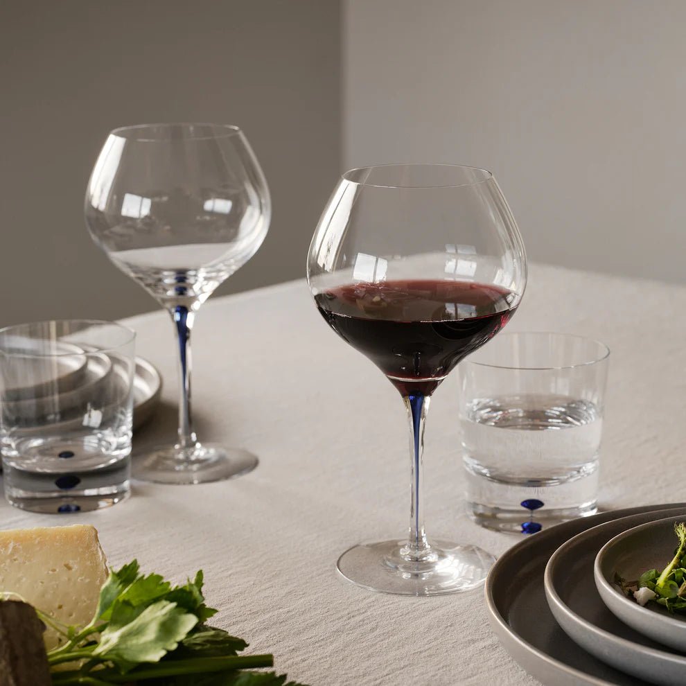 Orrefors Intermezzo Blue Bouquet Wine Glass Set of 2 – Luxury Crystal Gifts Orrefors - Crystal House