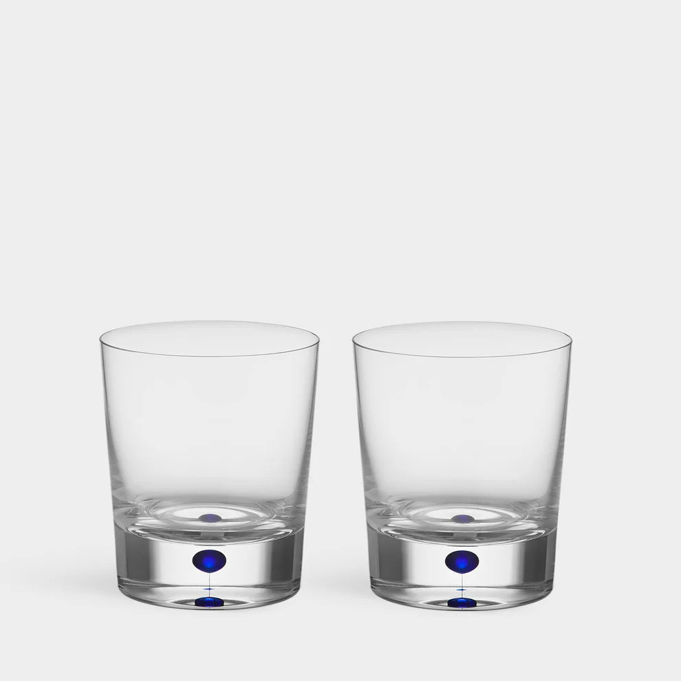 Orrefors Intermezzo Blue Double Old Fashioned Glass Set of 2 – Luxury Crystal Gifts Orrefors - Crystal House