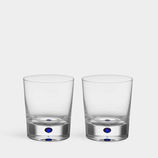 Orrefors Intermezzo Blue Double Old Fashioned Glass Set of 2 – Luxury Crystal Gifts Orrefors - Crystal House