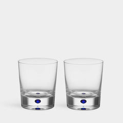 Orrefors Intermezzo Blue Double Old Fashioned Glass Set of 2 – Luxury Crystal Gifts Orrefors - Crystal House