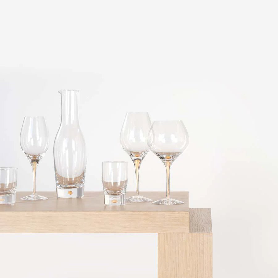 Orrefors Intermezzo Gold Balance Wine Glass Set of 2 – Luxury Crystal Gifts Orrefors - Crystal House