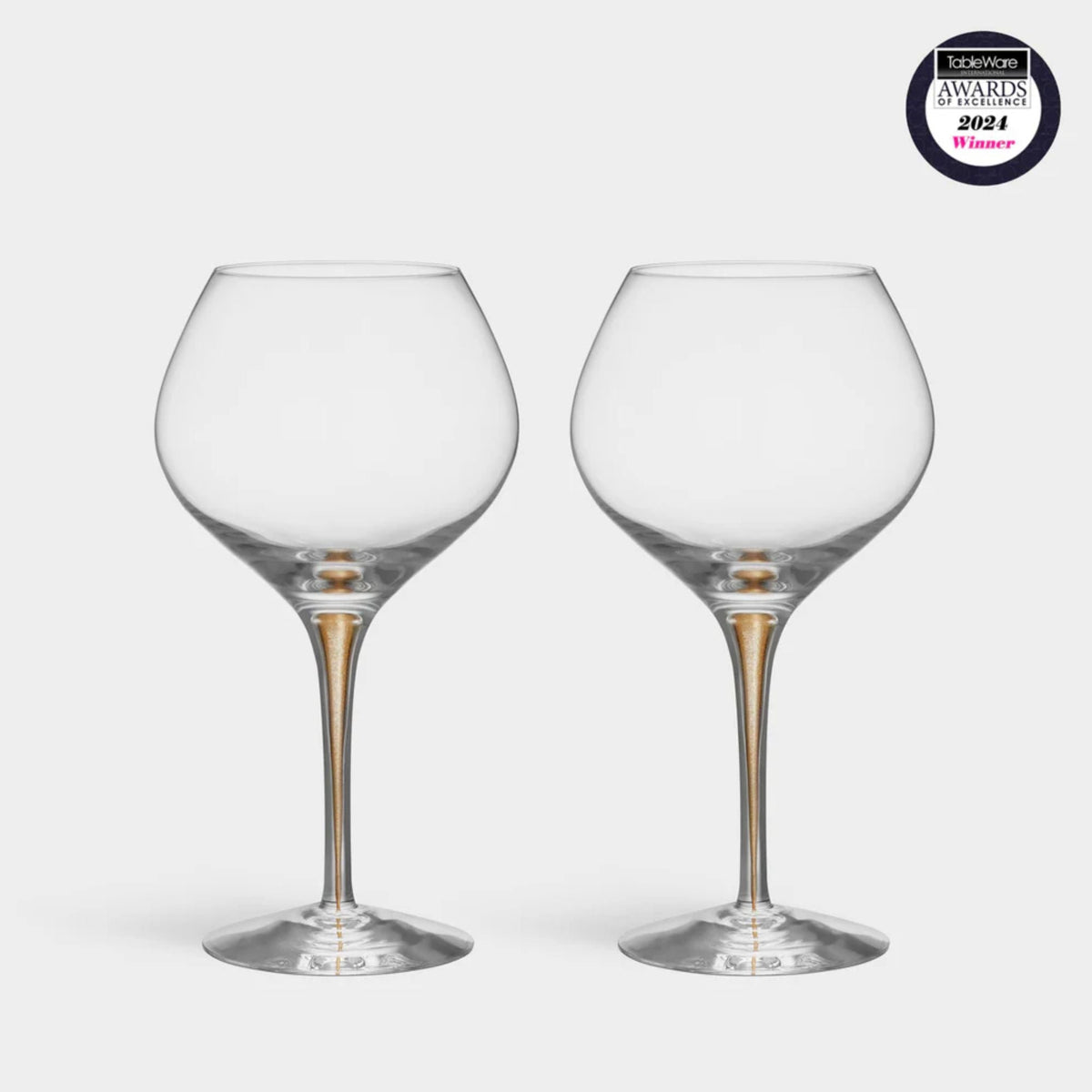Orrefors Intermezzo Gold Bouquet Wine Glass Set of 2 – Luxury Crystal Gifts Orrefors - Crystal House