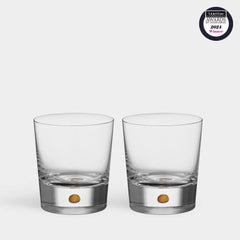 Orrefors Intermezzo Gold Double Old Fashioned Glass Set of 2 – Luxury Crystal Gifts Orrefors - Crystal House