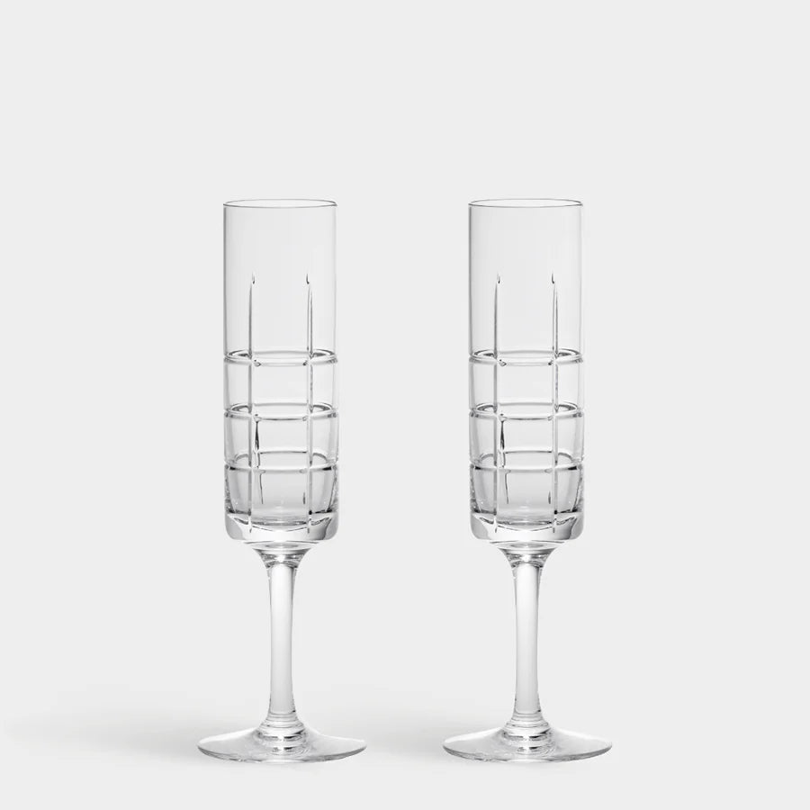 Orrefors Street Champagne Flute Set of 2 – Luxury Crystal Gifts Crystal House - Crystal House