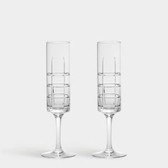 Orrefors Street Champagne Flute Set of 2 – Luxury Crystal Gifts Crystal House - Crystal House