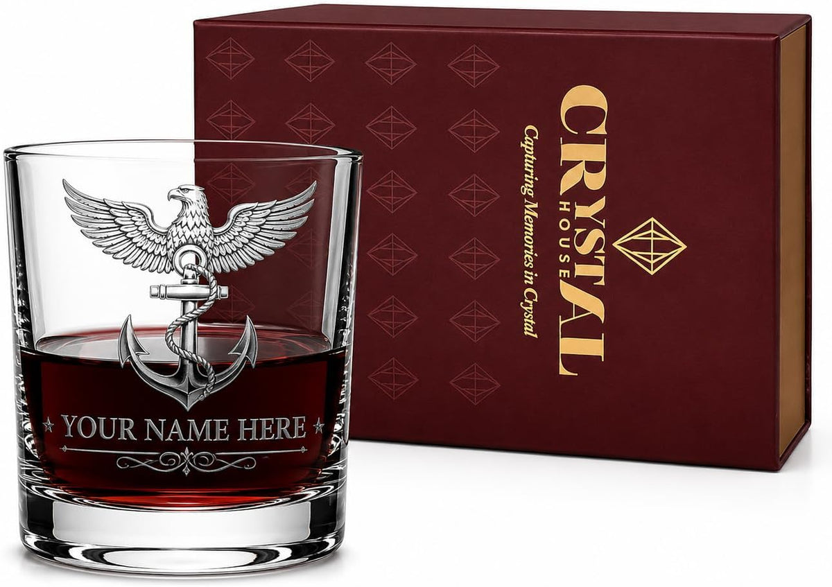 Personalized Engraved Custom Whiskey Glass - Premium Gift Replace Your Name Crystal House- Crystal House