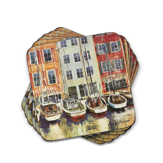 Pimpernel - Boat Scene Coasters Set of 6 and Gifts Boat Scene Coasters S/6 Pimpernel - Crystal House