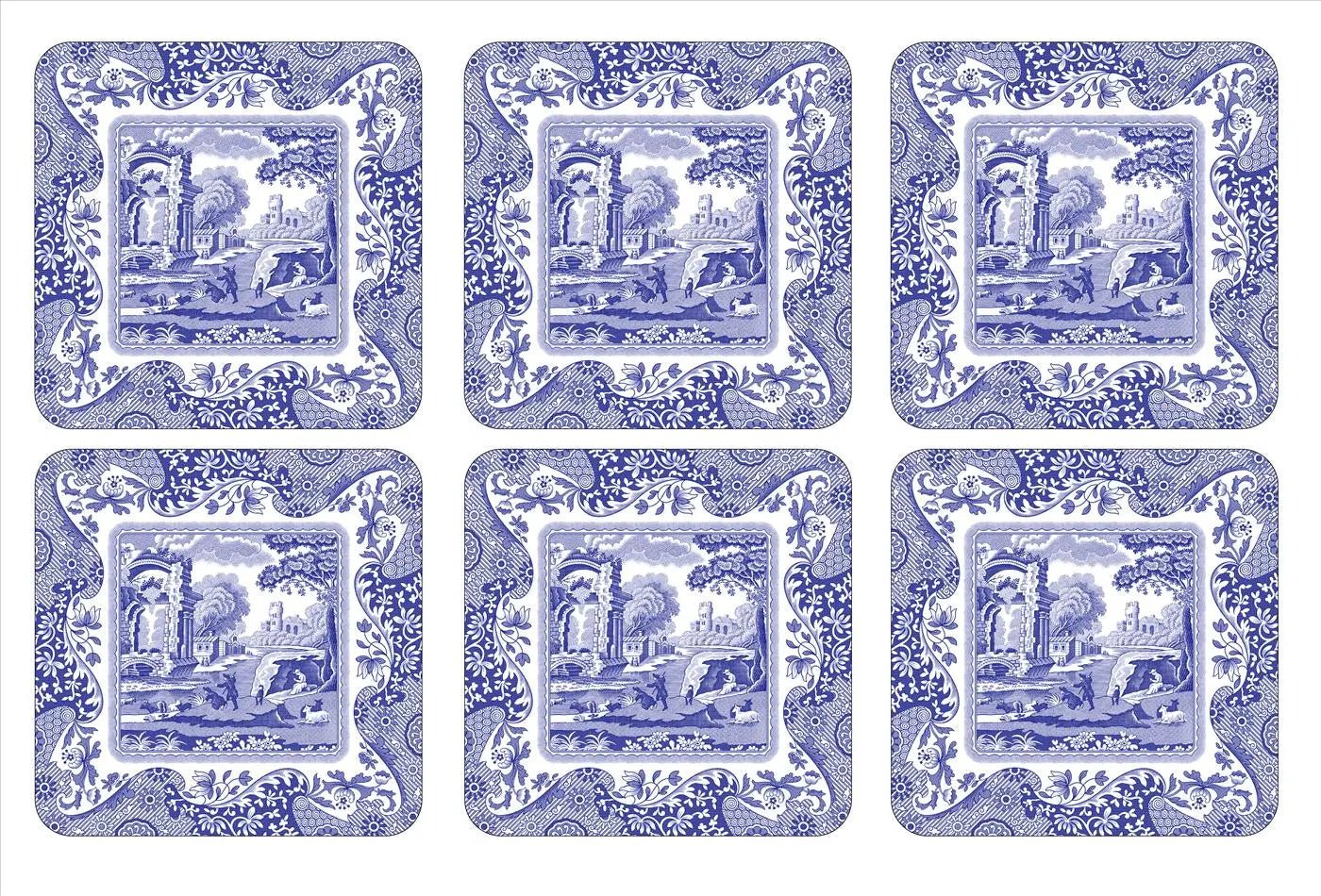 Pimpernel - Placemats / Coasters and Gifts Blue Italian Coasters S/6 Pimpernel