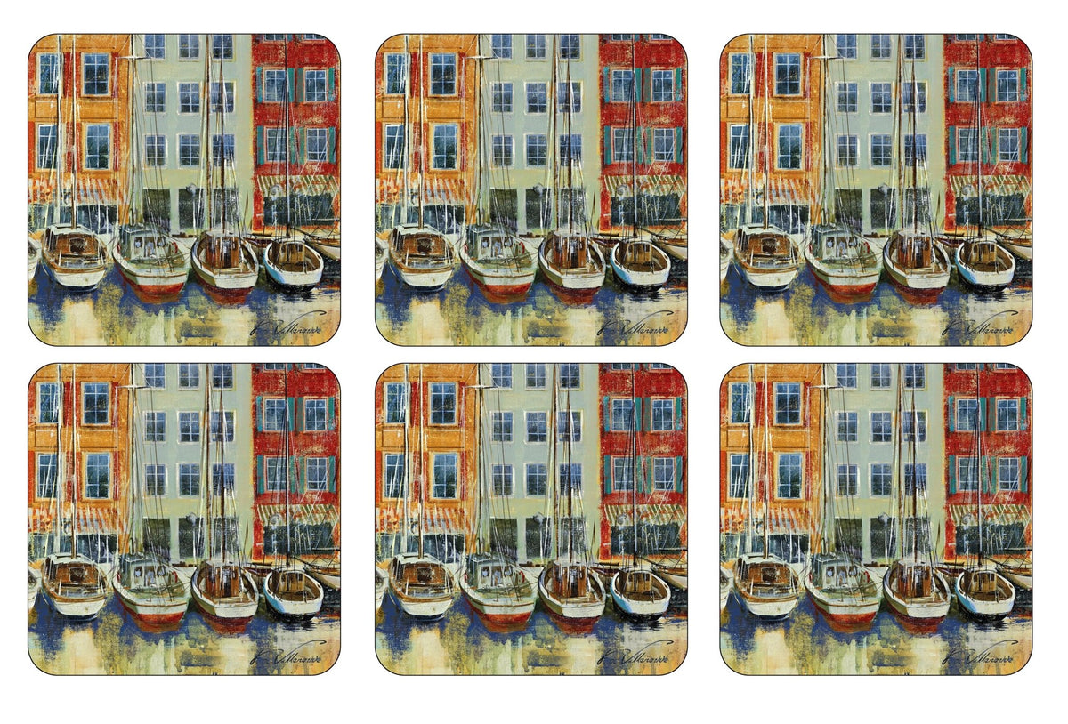 Pimpernel - Placemats / Coasters and Gifts Boat Scene Coasters S/6 Pimpernel