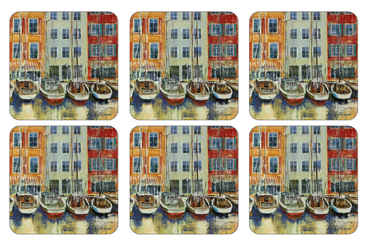 Pimpernel - Placemats / Coasters and Gifts Boat Scene Coasters S/6 Pimpernel