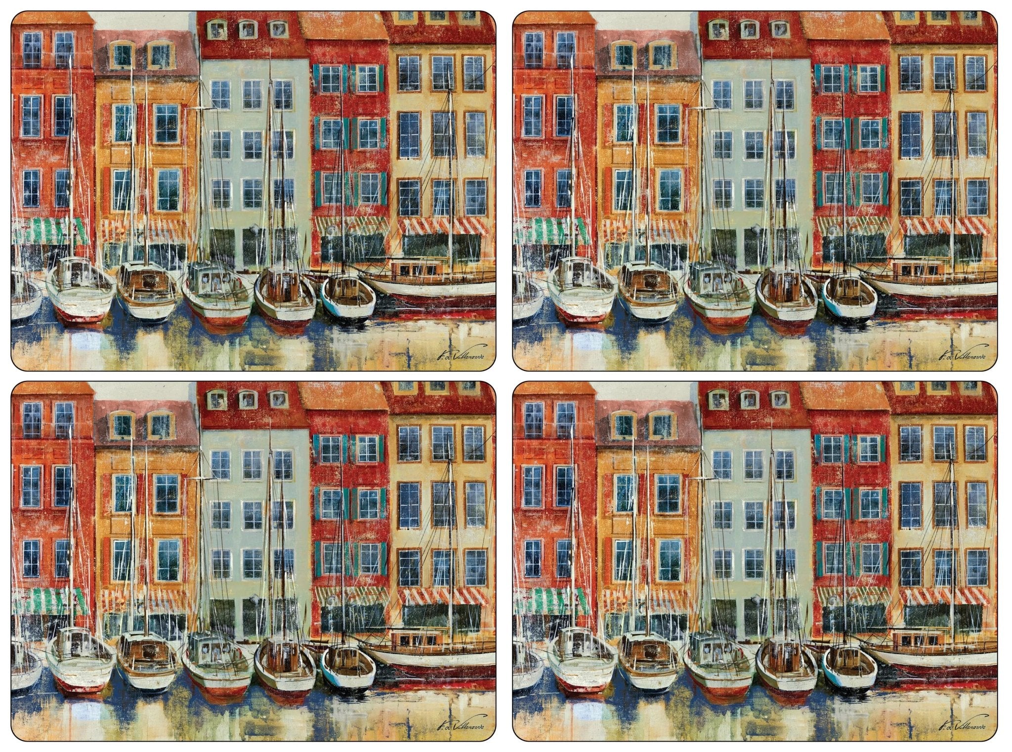 Pimpernel - Placemats / Coasters and Gifts Boat Scene Placemats S/4 Pimpernel