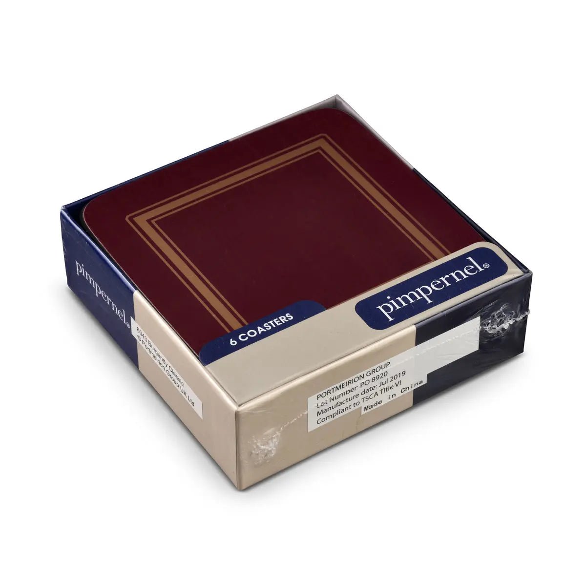 Pimpernel - Placemats / Coasters and Gifts Classic Burgundy Coasters S/6 Pimpernel