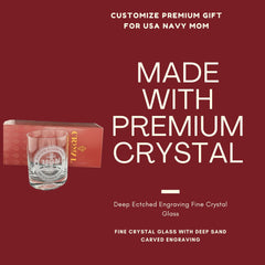 Premium Custom US Navy Gift – Fine Crystal Glass with Deep Sand Carved Engraving Crystal House - Crystal House