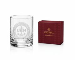 Premium Custom US Navy Gift – Fine Crystal Glass with Deep Sand Carved Engraving Crystal House - Crystal House