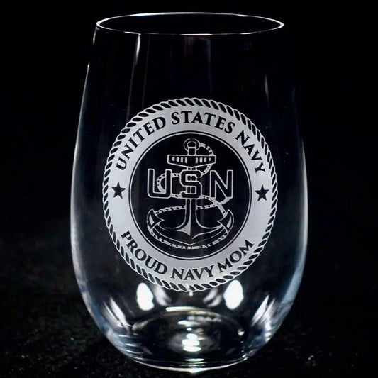 Proud Navy Mom - Stemlesss Crystal House