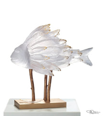 Punky Fish White & Gold by PATRICK ROUGEREAU Daum