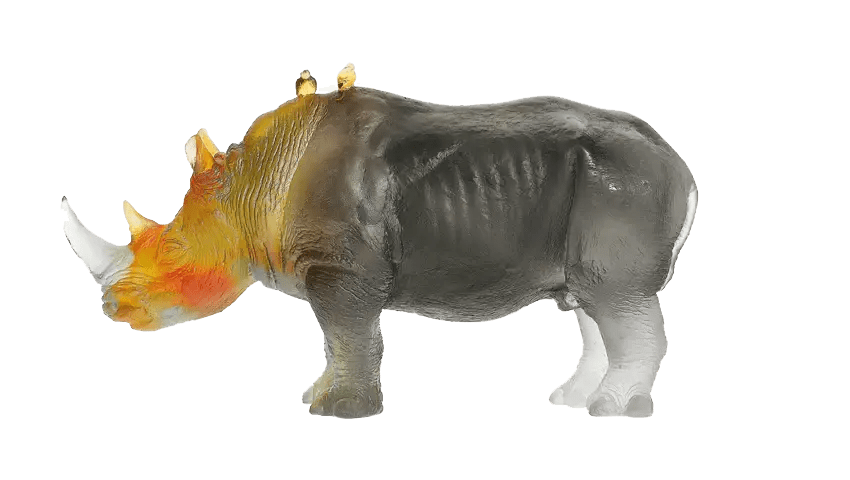 Rhinoceros in Amber & Grey by Jean-François Leroy 1000 ex Daum