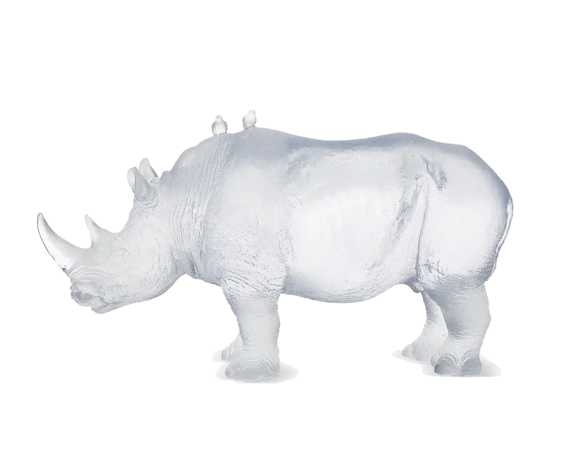 Rhinoceros in White by Jean-François Leroy 1000 ex Daum