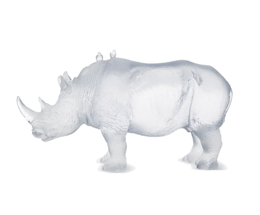 Rhinoceros in White by Jean-François Leroy 1000 ex Daum