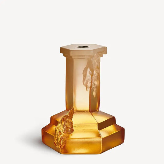 Rocky Baroque Candlestick Amber Haze Large Kosta Boda