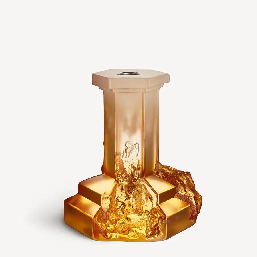 Rocky Baroque Candlestick Amber Haze Large Kosta Boda