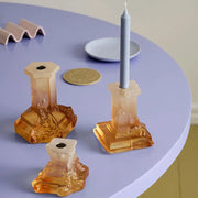 Rocky Baroque Candlestick Amber Haze Large Kosta Boda